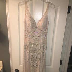 off-white/light pink prom dress